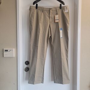 Haggar performance cotton blend flat front straight fit khaki  pants